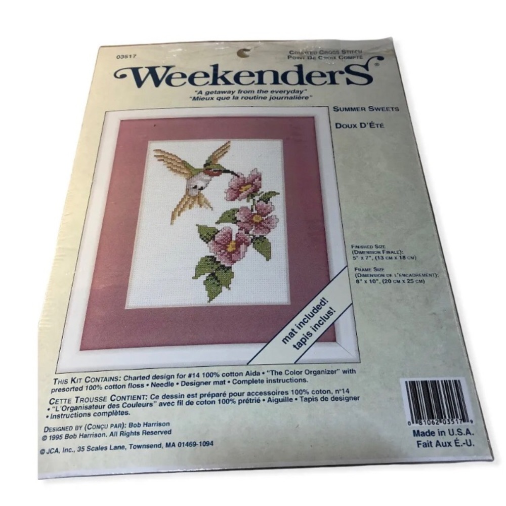 Vintage Weekenders counted cross stitch Summer Sweets Hummingbird 1995